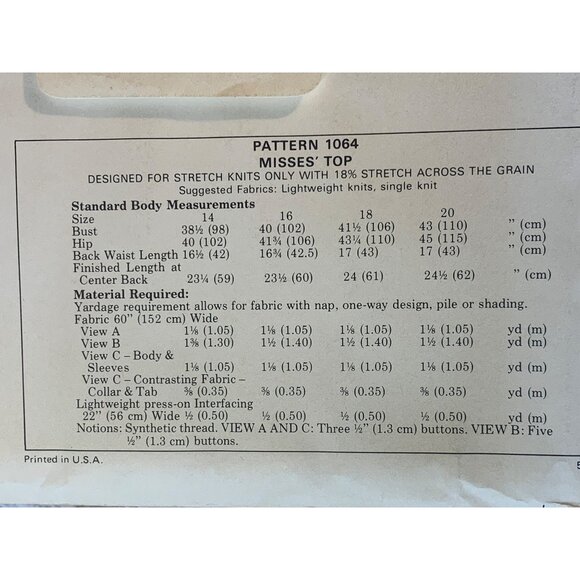 Kwik Sew Misses Top Sewing Pattern sz 14-20 1064 - uncut - Picture 8 of 11